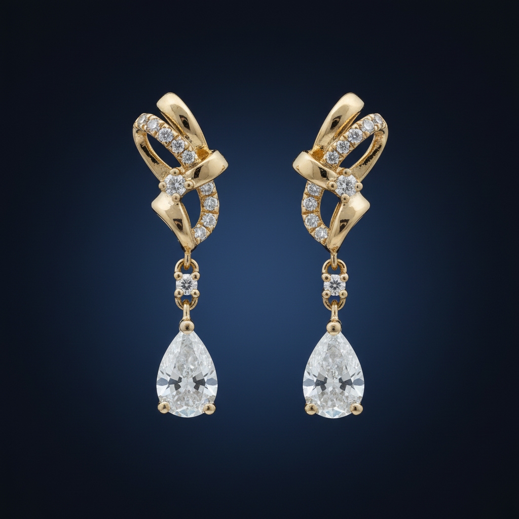 Aretes pera 10K - detalle