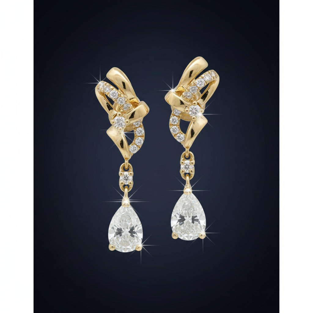Aretes pera 10K - diagonal