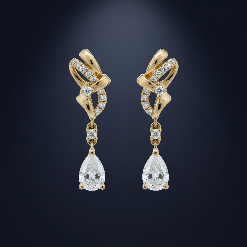 Aretes pera 10K - frontal