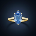 Pierścioń z szafirem heksagonalnym cornflower blue ze złota 14k