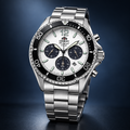 Orient Mako Solar Chronograph - biała tarcza, czarny bezel