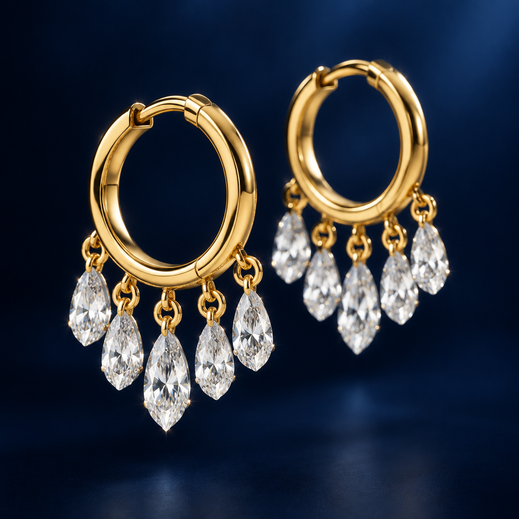 Kolczyki Floating Diamond - widok 3/4