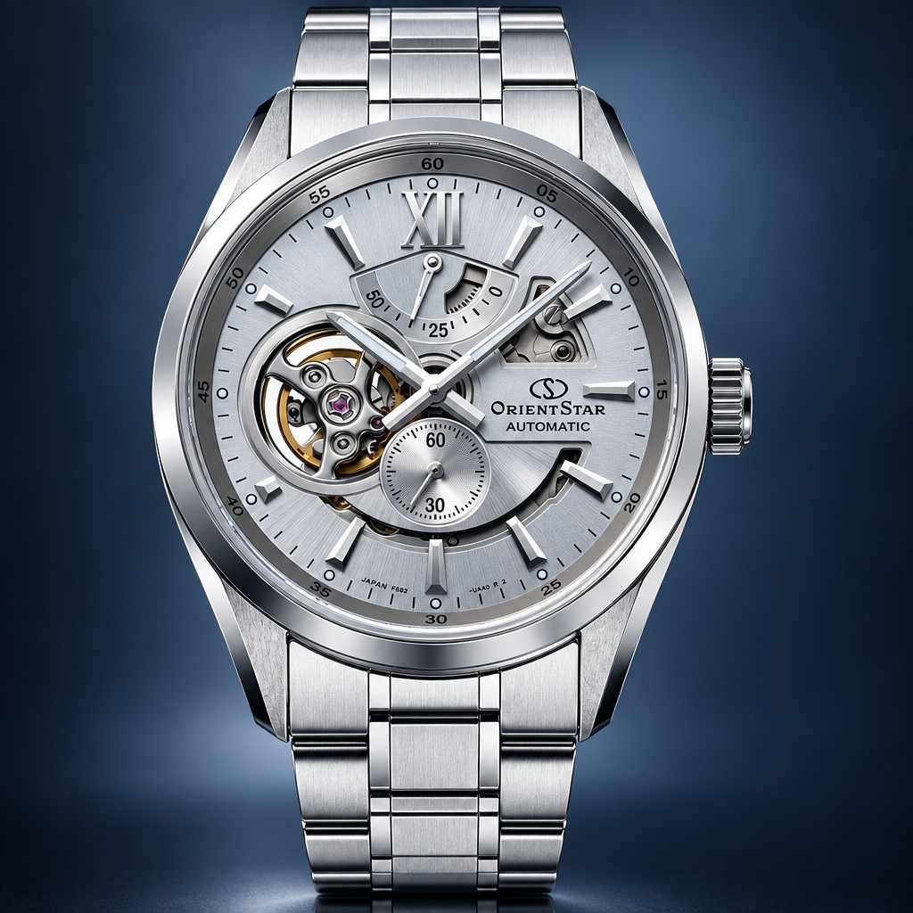 Orient Star Modern Skeleton Silver - widok frontalny