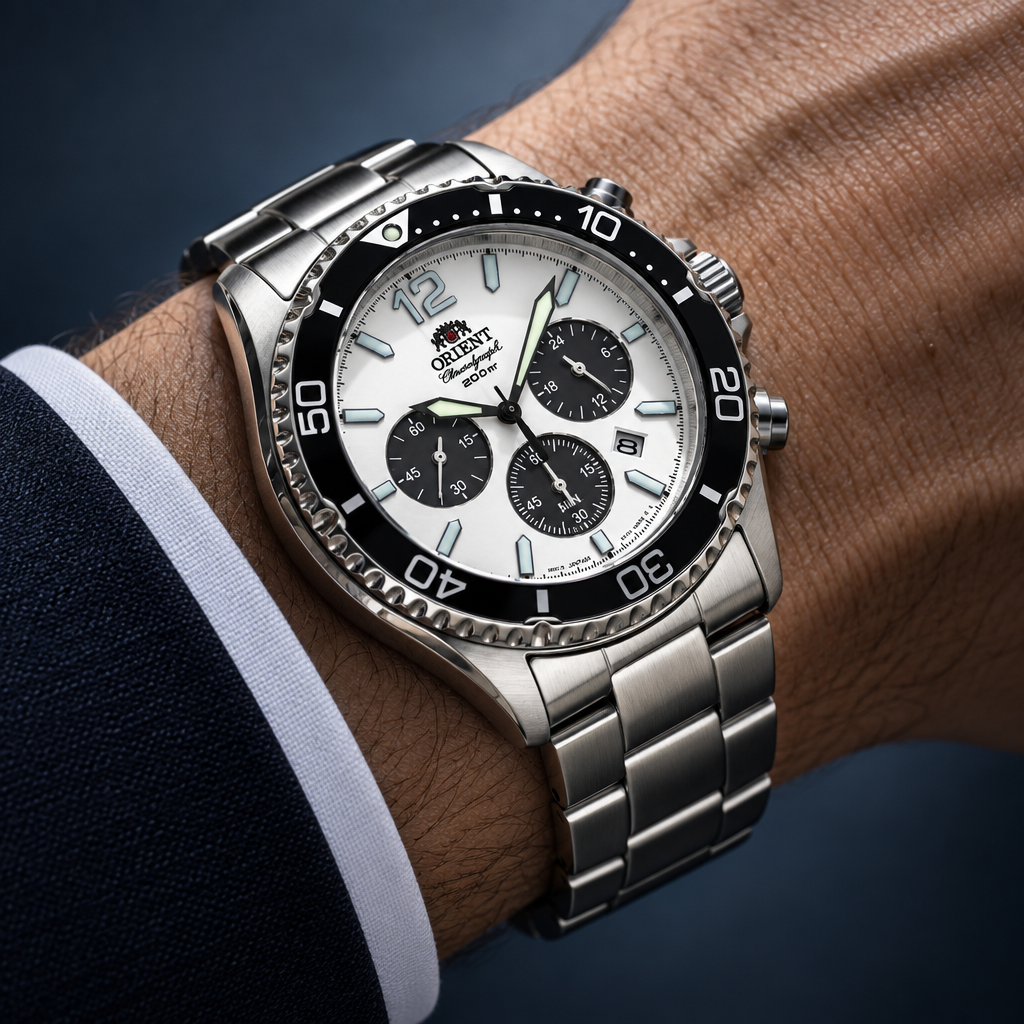 Orient Mako Solar Chronograph - na nadgarstku