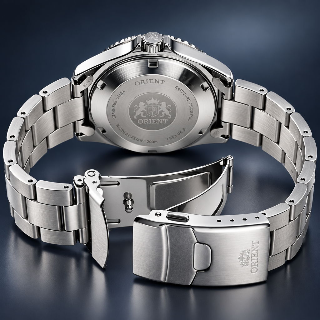 Orient Mako XL - dekiel i klamra bransolety
