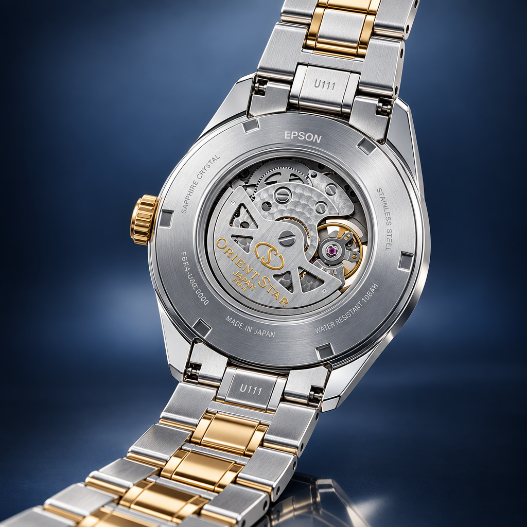 Orient Star Modern Skeleton - caseback z mechanizmem F6F4
