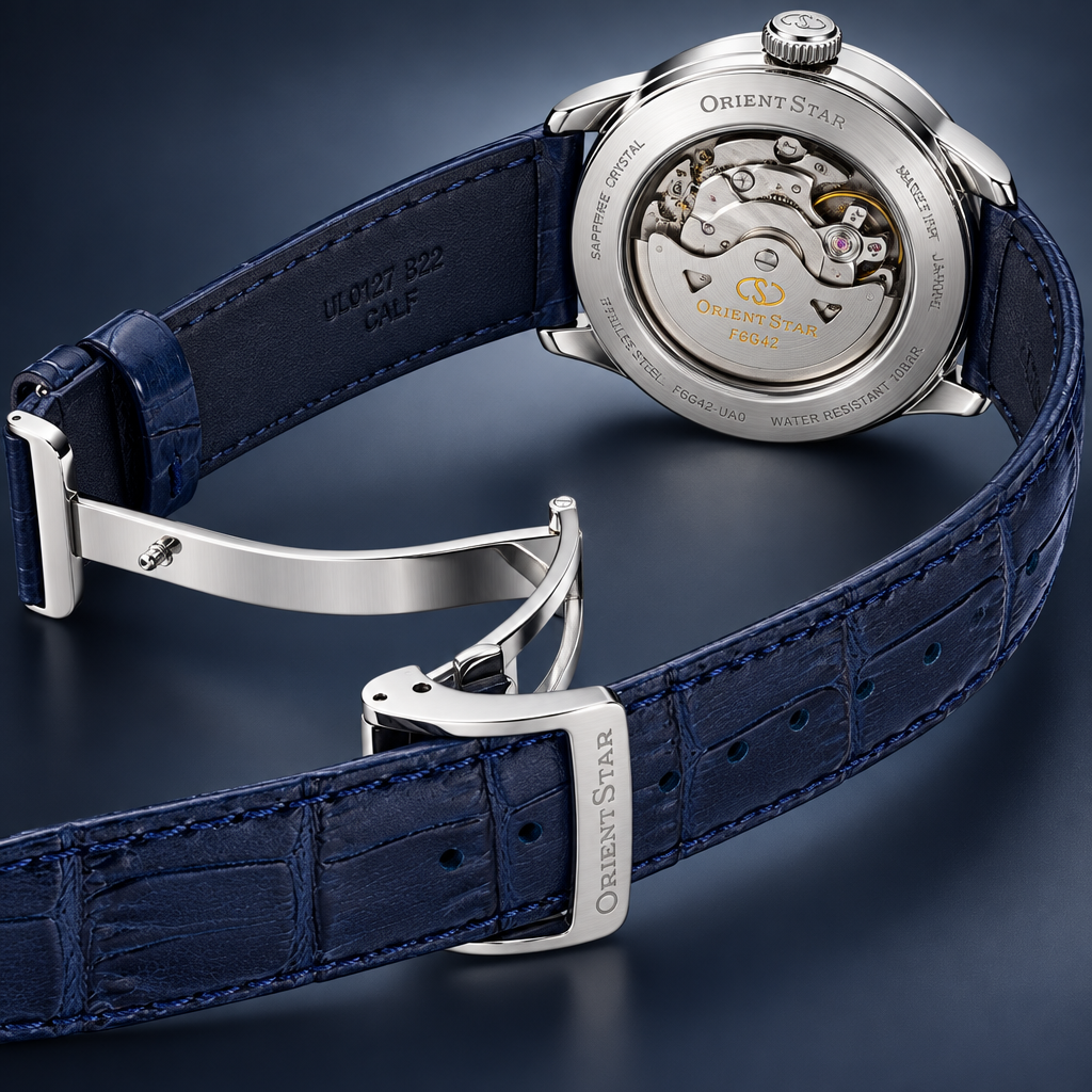 Orient Star Classic Semi-Skeleton - caseback i pasek skórzany