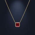 Naszyjnik rubin Pigeon Blood asscher 10K - widok frontalny